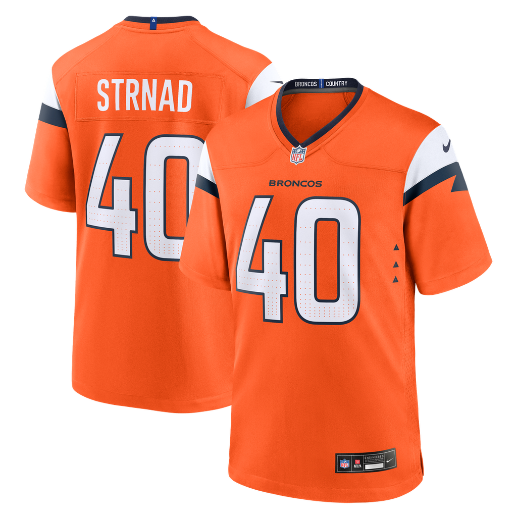 Justin Strnad Denver Broncos Team Game Jersey - Orange