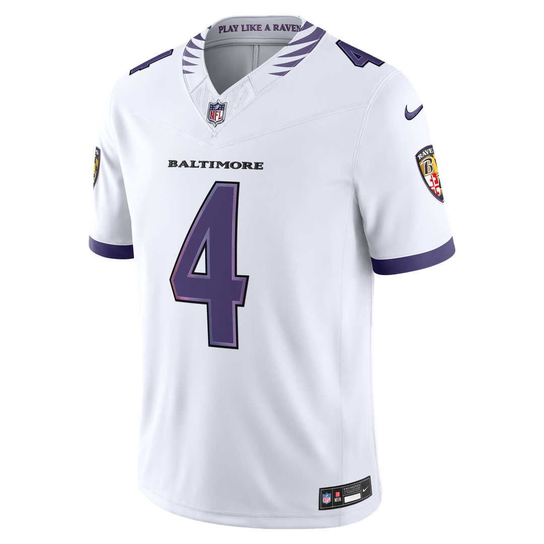 Zay Flowers Baltimore Ravens Vapor F.U.S.E. Stitched Limited Jersey - White
