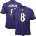 Lamar Jackson Baltimore Ravens Youth Game Jersey - Purple