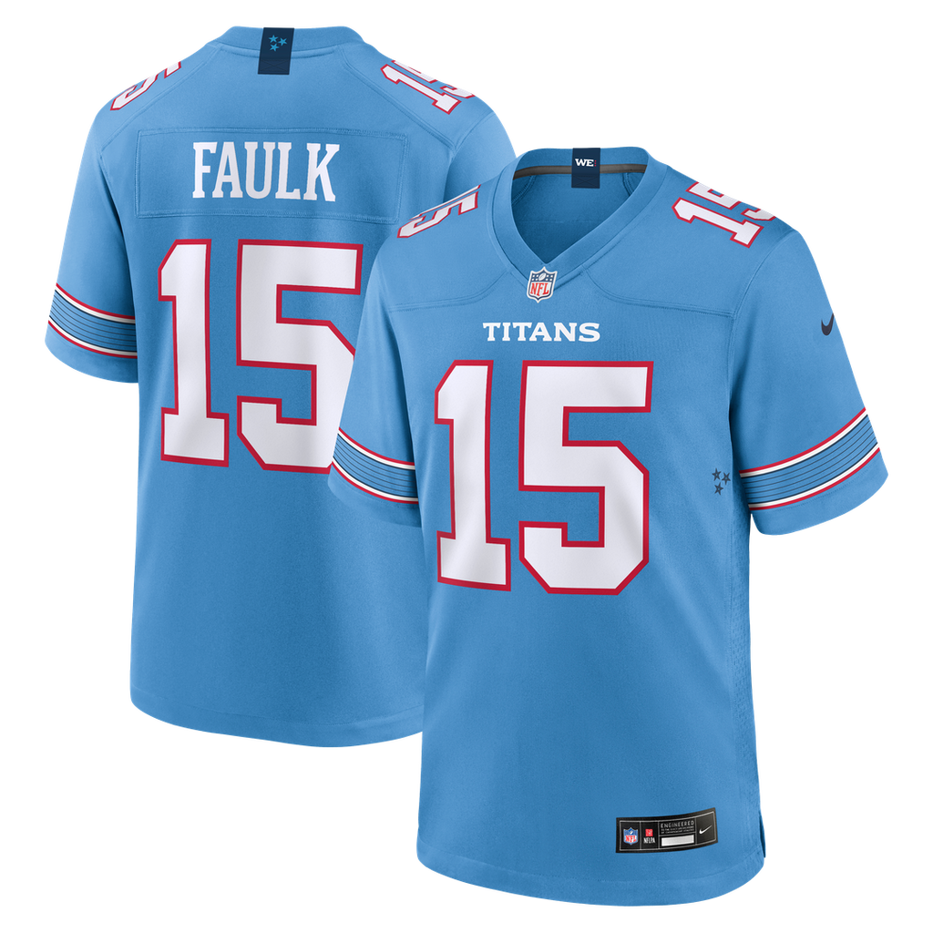 Keldric Faulk Tennessee Titans 2026 Draft First Round Pick No.31 Game Jersey - Light Blue