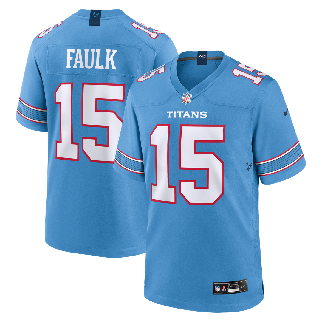 Keldric Faulk Tennessee Titans 2026 Draft First Round Pick No.31 Game Jersey - Light Blue