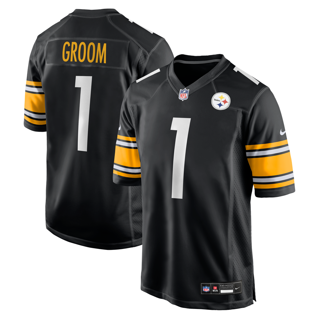 Number 1 Groom Pittsburgh Steelers Game Jersey - Black