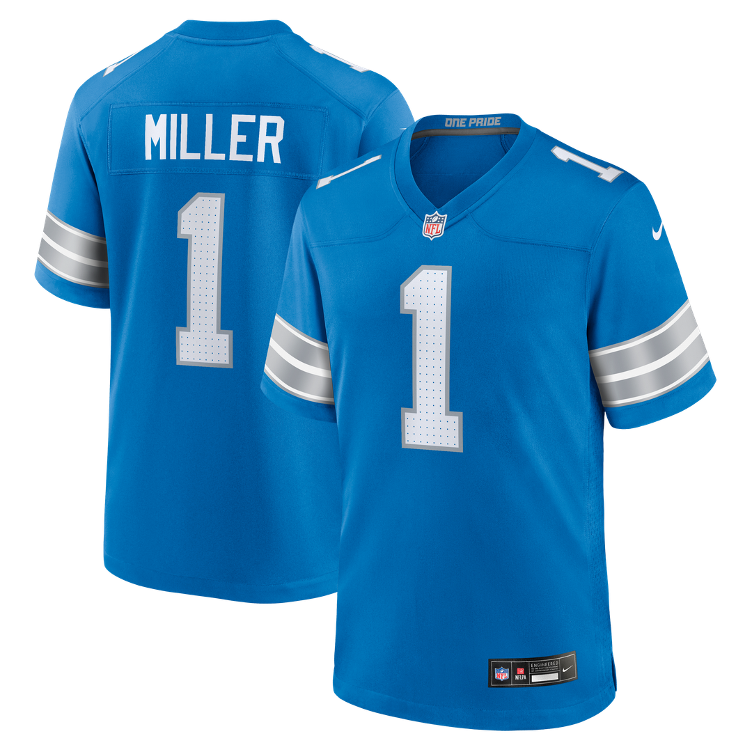 Blake Miller Detroit Lions 2026 Draft First Round Pick No. 17 Team Game Jersey - Blue