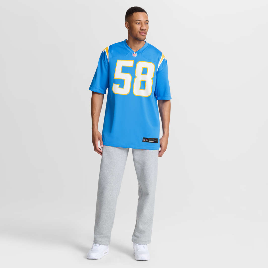 Tae Crowder Los Angeles Chargers Team Game Jersey - Powder Blue