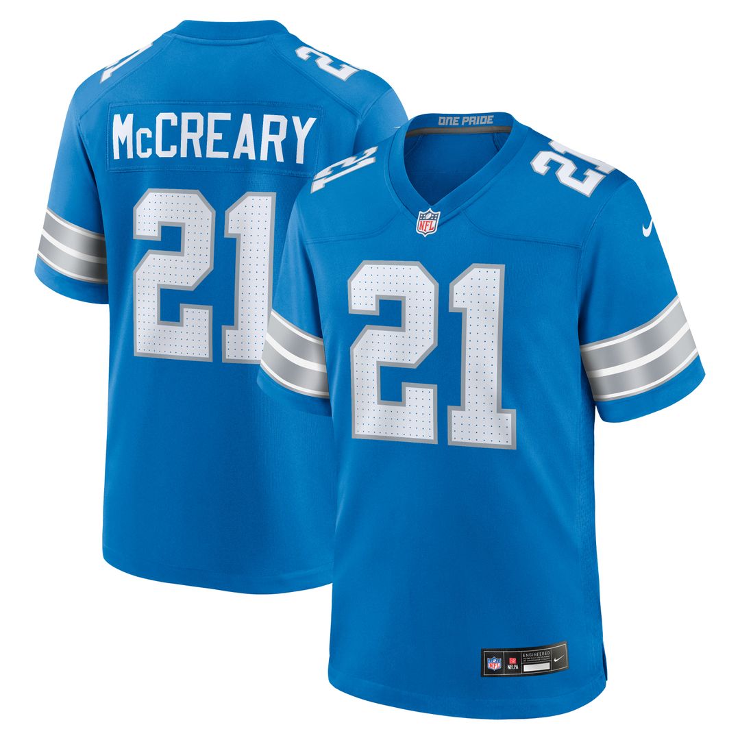 Roger McCreary Detroit Lions Team Game Jersey - Blue