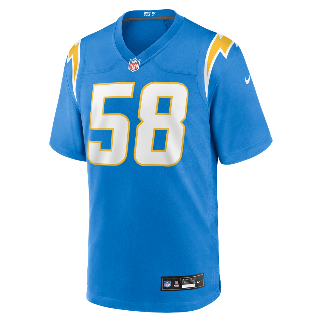 Tae Crowder Los Angeles Chargers Team Game Jersey - Powder Blue