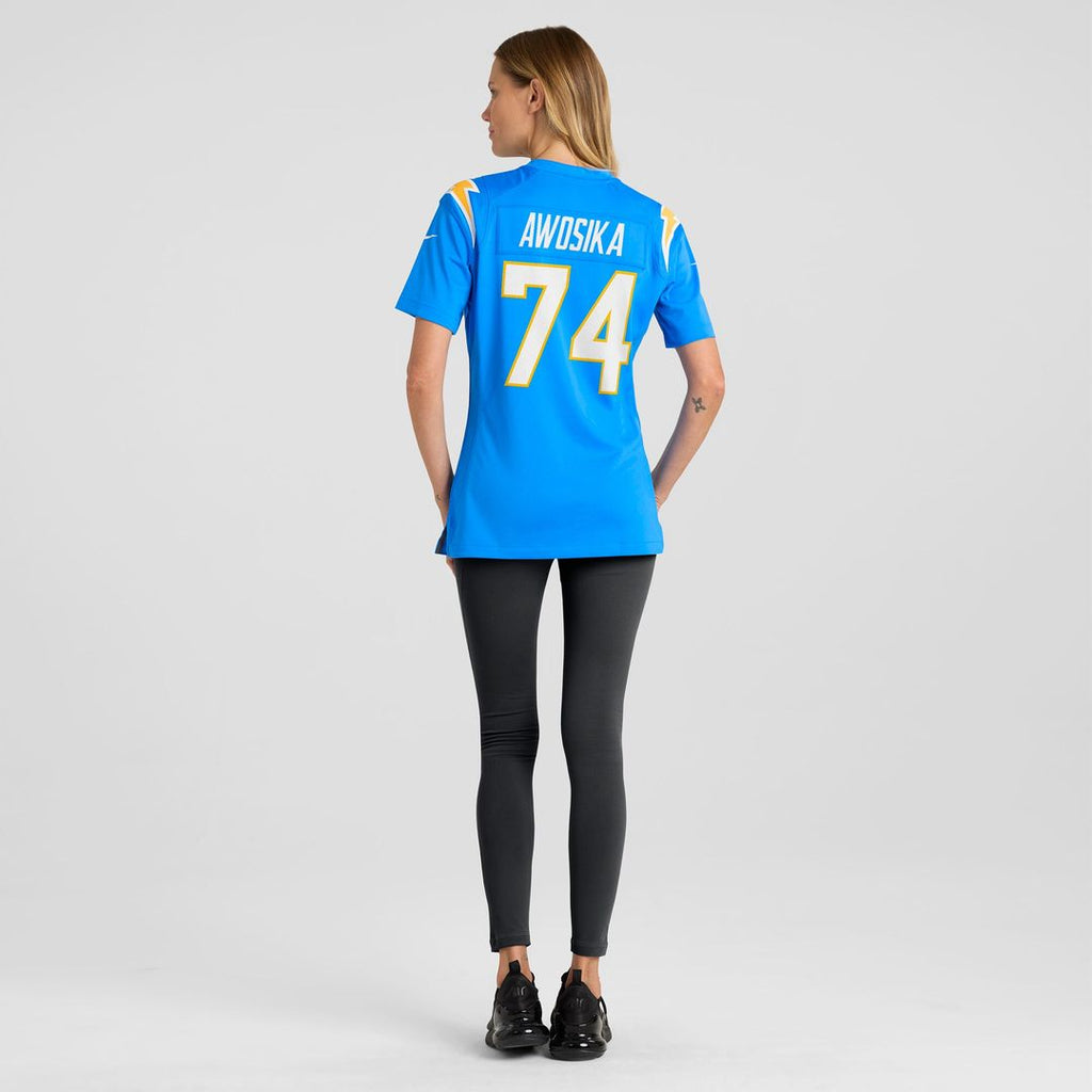 Kayode Awosika Los Angeles Chargers Women's Team Game Jersey - Powder Blue