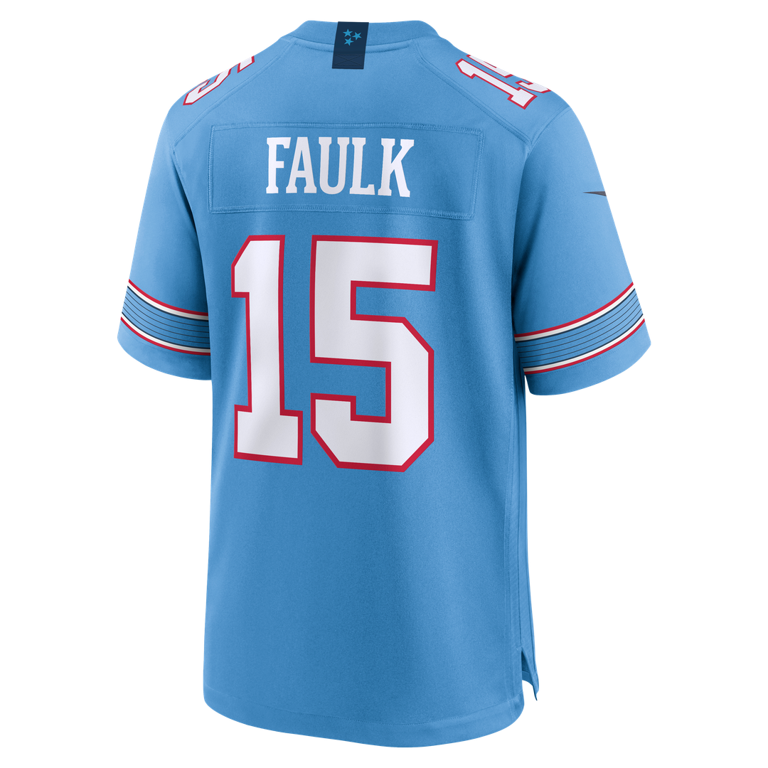 Keldric Faulk Tennessee Titans 2026 Draft First Round Pick No.31 Game Jersey - Light Blue