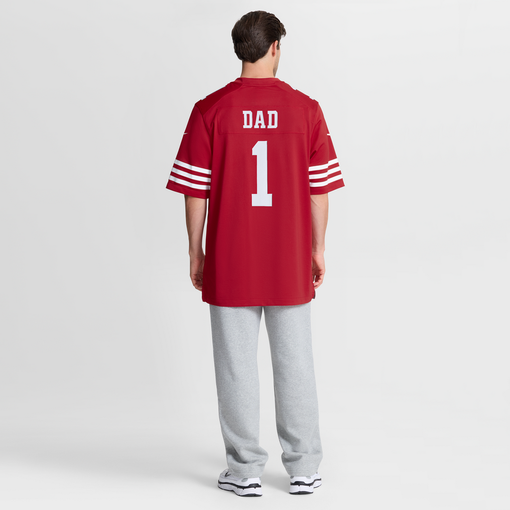 Number 1 Dad San Francisco 49ers Game Jersey - Scarlet