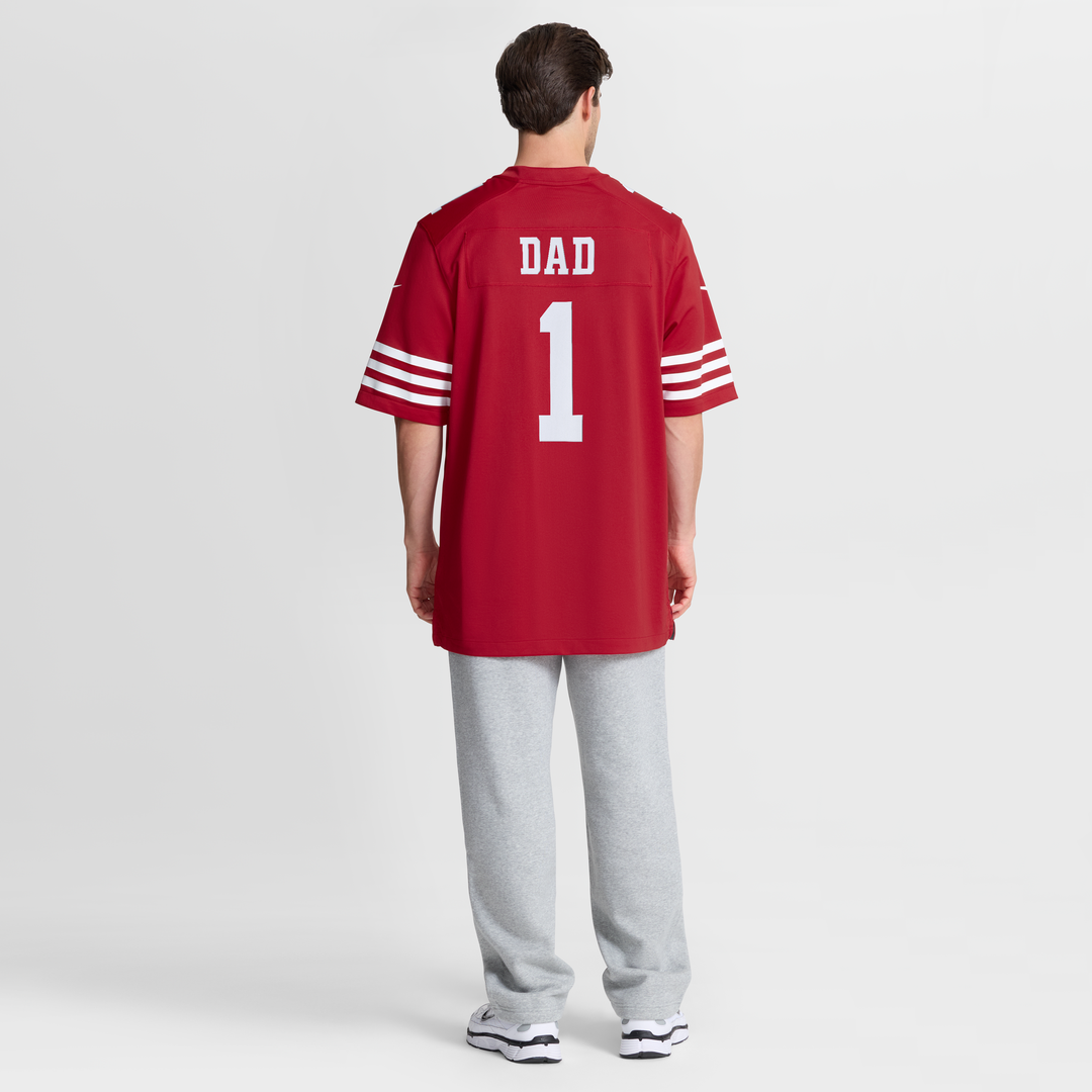 Number 1 Dad San Francisco 49ers Game Jersey - Scarlet
