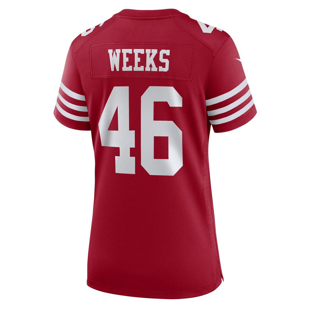 Jon Weeks San Francisco 49ers Women's Team Game Jersey - Scarlet