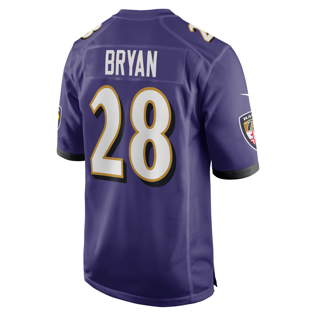 Taven Bryan Baltimore Ravens Team Game Jersey - Purple