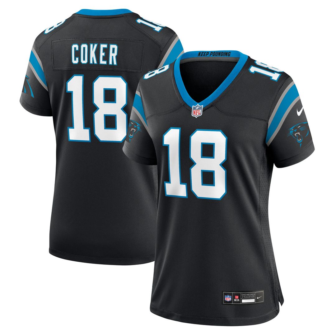 Jalen Coker Carolina Panthers Women's Team Game Jersey - Black
