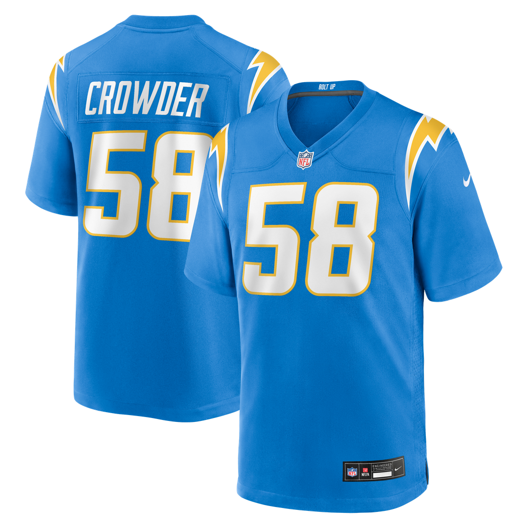 Tae Crowder Los Angeles Chargers Team Game Jersey - Powder Blue