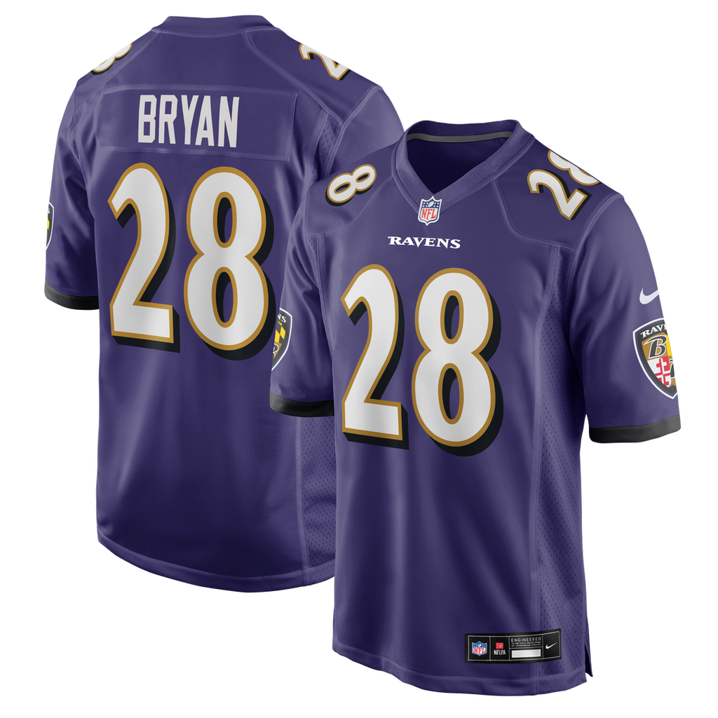 Taven Bryan Baltimore Ravens Team Game Jersey - Purple
