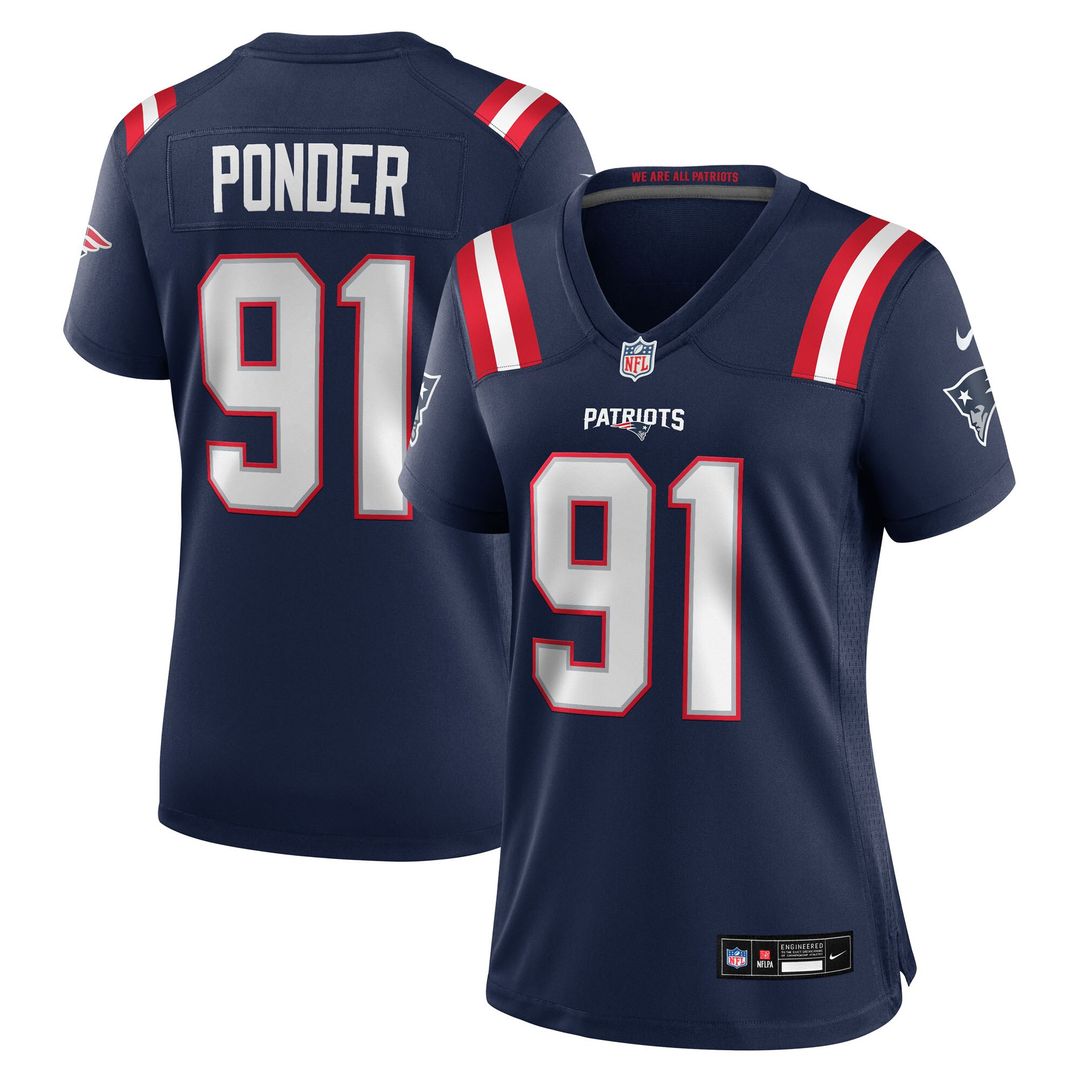 Elijah Ponder New England Patriots Women's Team Game Jersey - Navy