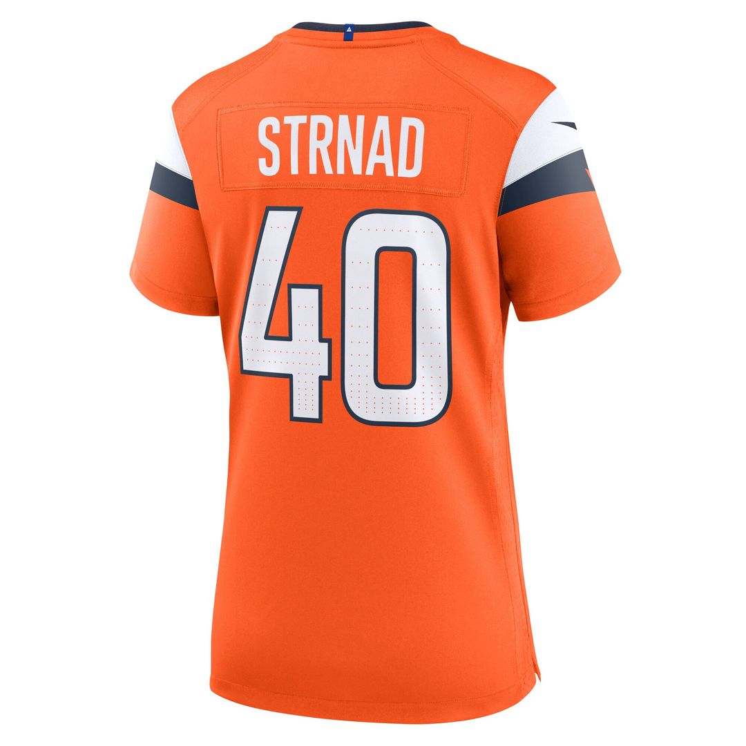 Justin Strnad Denver Broncos Women's Team Game Jersey - Orange