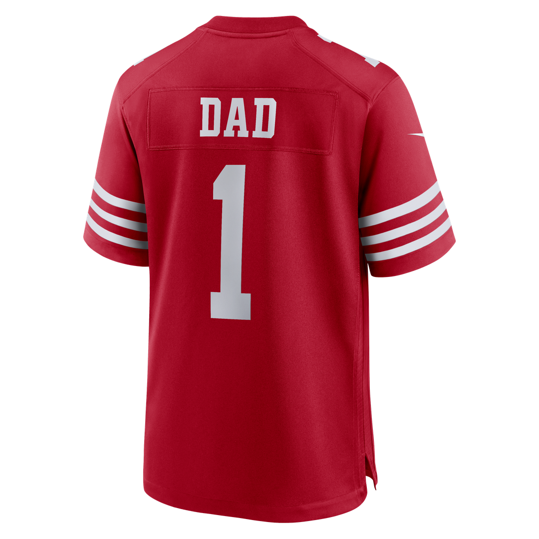 Number 1 Dad San Francisco 49ers Game Jersey - Scarlet
