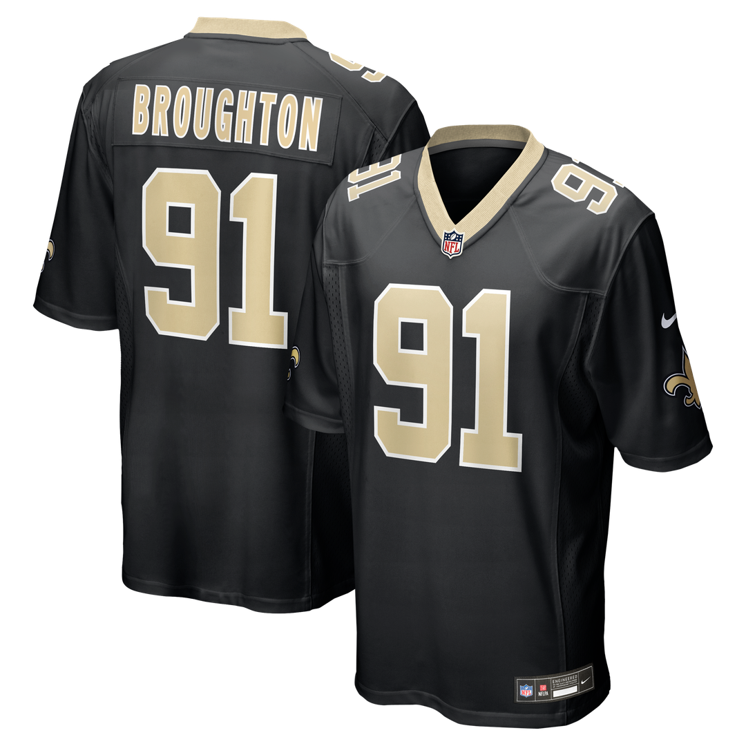 Vernon Broughton New Orleans Saints Team Game Jersey - Black