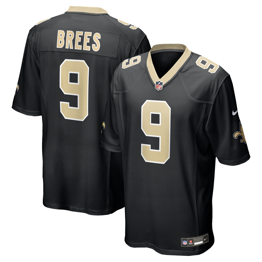 Drew Brees New Orleans Saints Team Game Jersey - Black