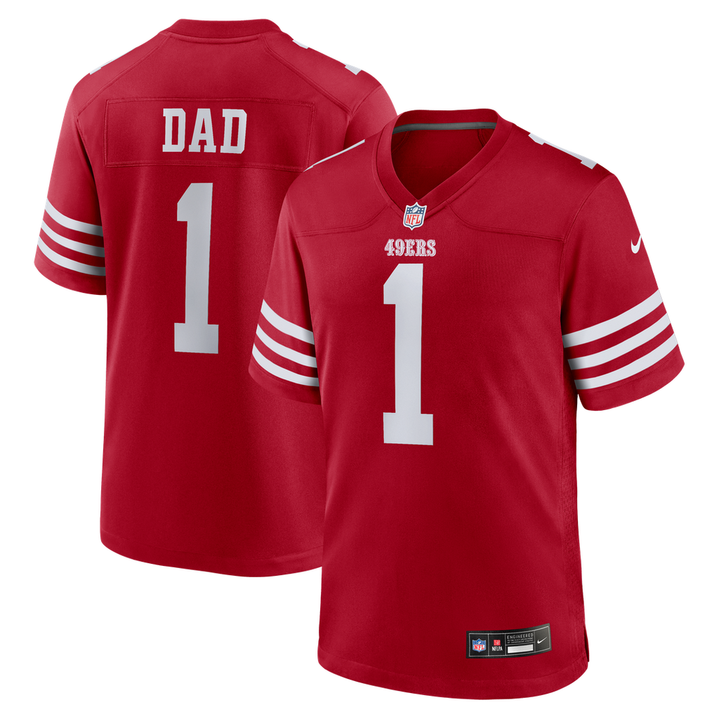 Number 1 Dad San Francisco 49ers Game Jersey - Scarlet