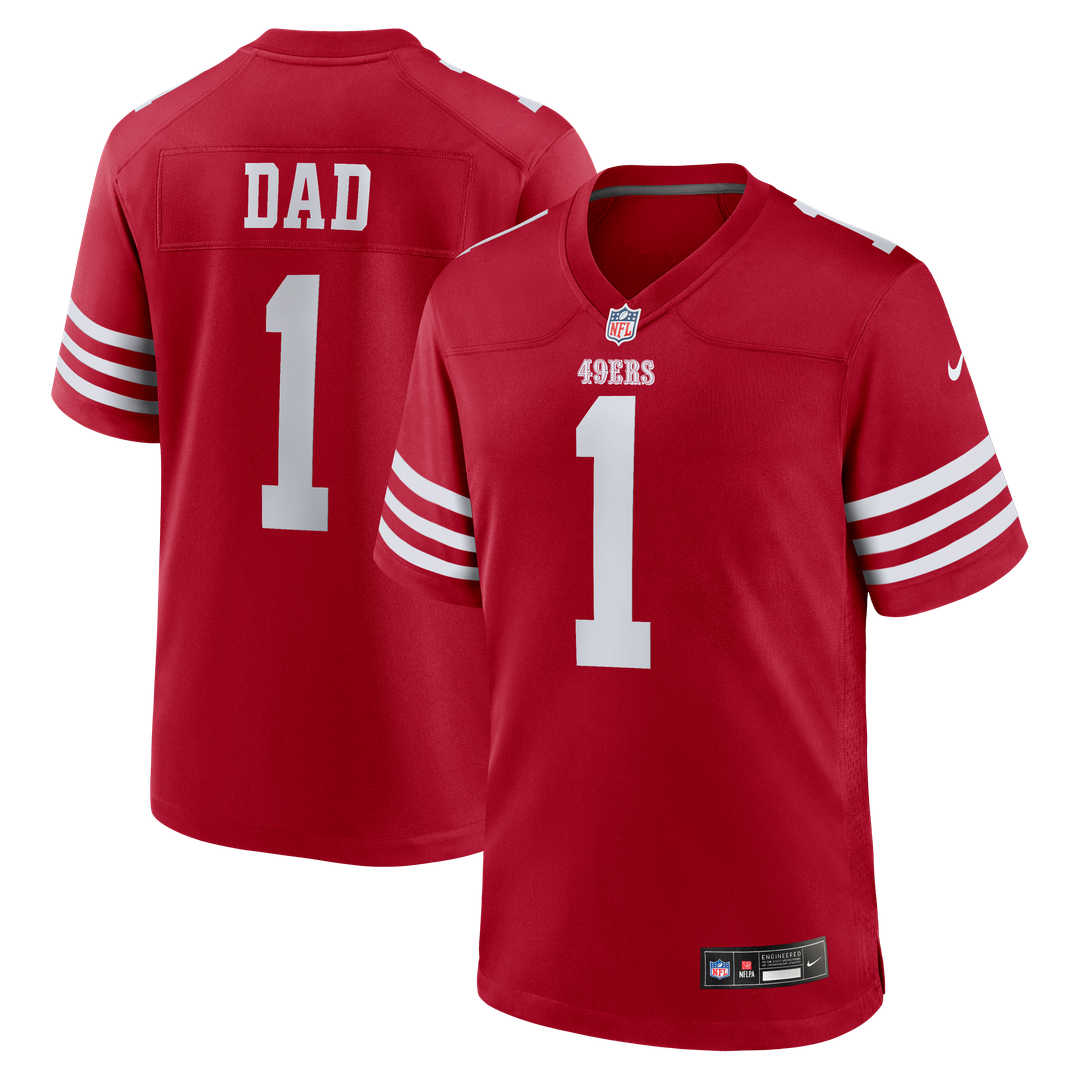 Number 1 Dad San Francisco 49ers Game Jersey - Scarlet