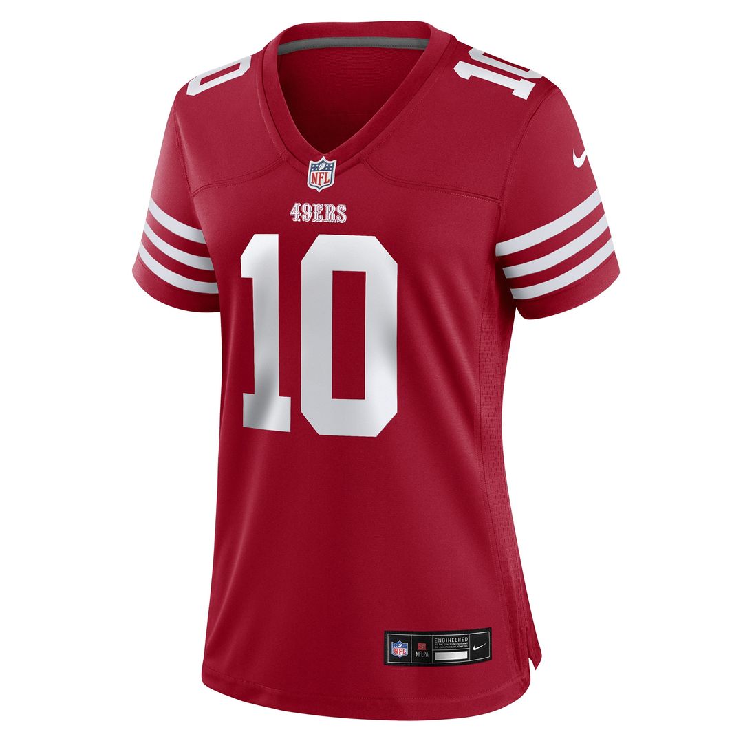 Mac Jones San Francisco 49ers Women's Team Game Jersey - Scarlet