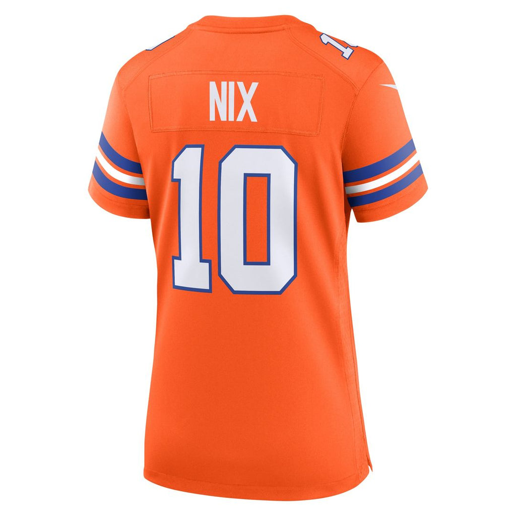 Bo Nix Denver Broncos Women's Mile High Collection 1977 Throwback Player Game Jersey - Orange