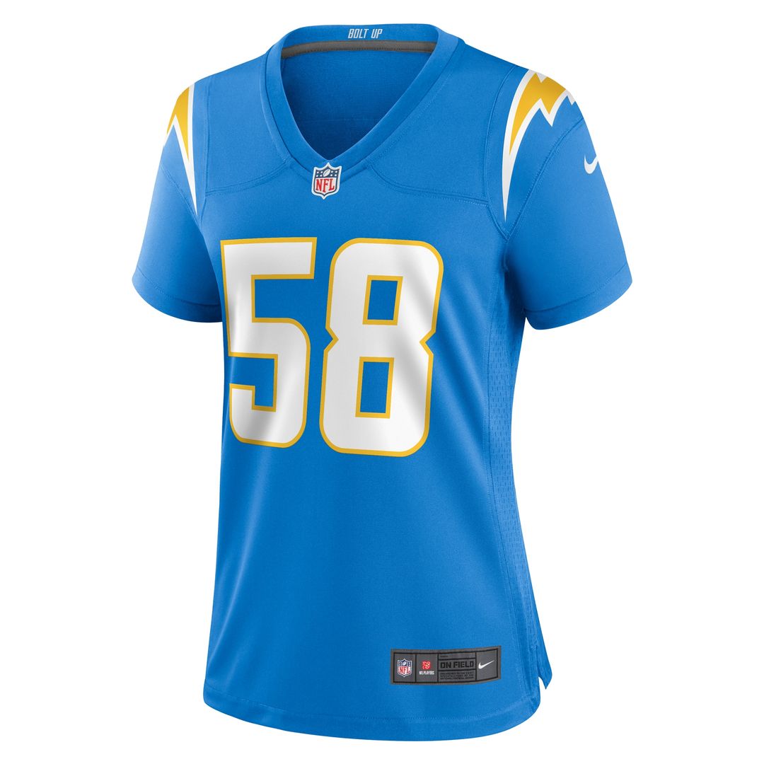 Tae Crowder Los Angeles Chargers Women's Team Game Jersey - Powder Blue