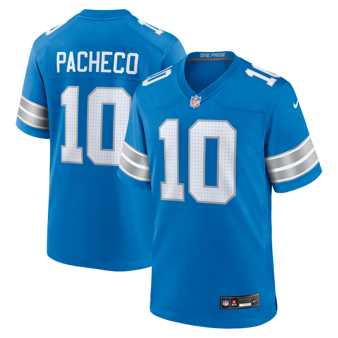 Isiah Pacheco Detroit Lions Team Game Jersey - Blue