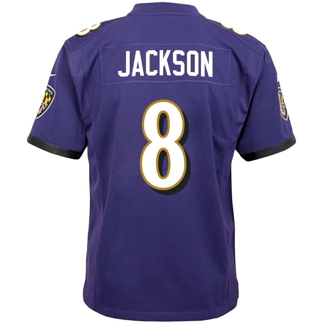 Lamar Jackson Baltimore Ravens Youth Game Jersey - Purple