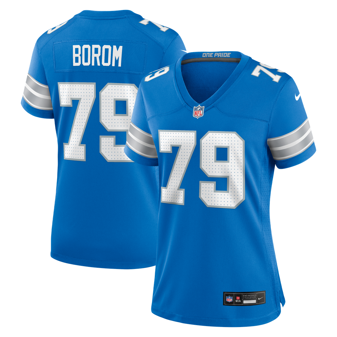 Larry Borom Detroit Lions Women's Team Game Jersey - Blue