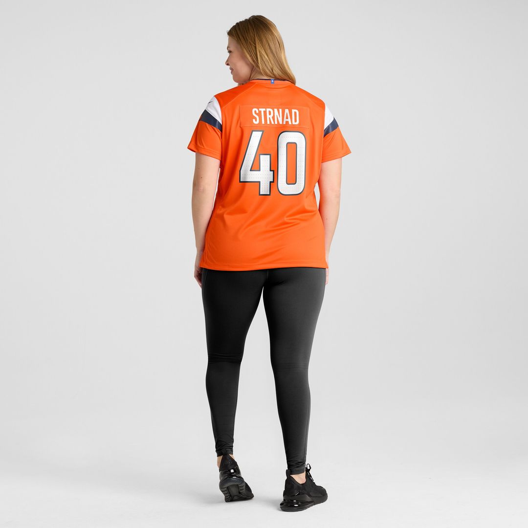 Justin Strnad Denver Broncos Women's Team Game Jersey - Orange
