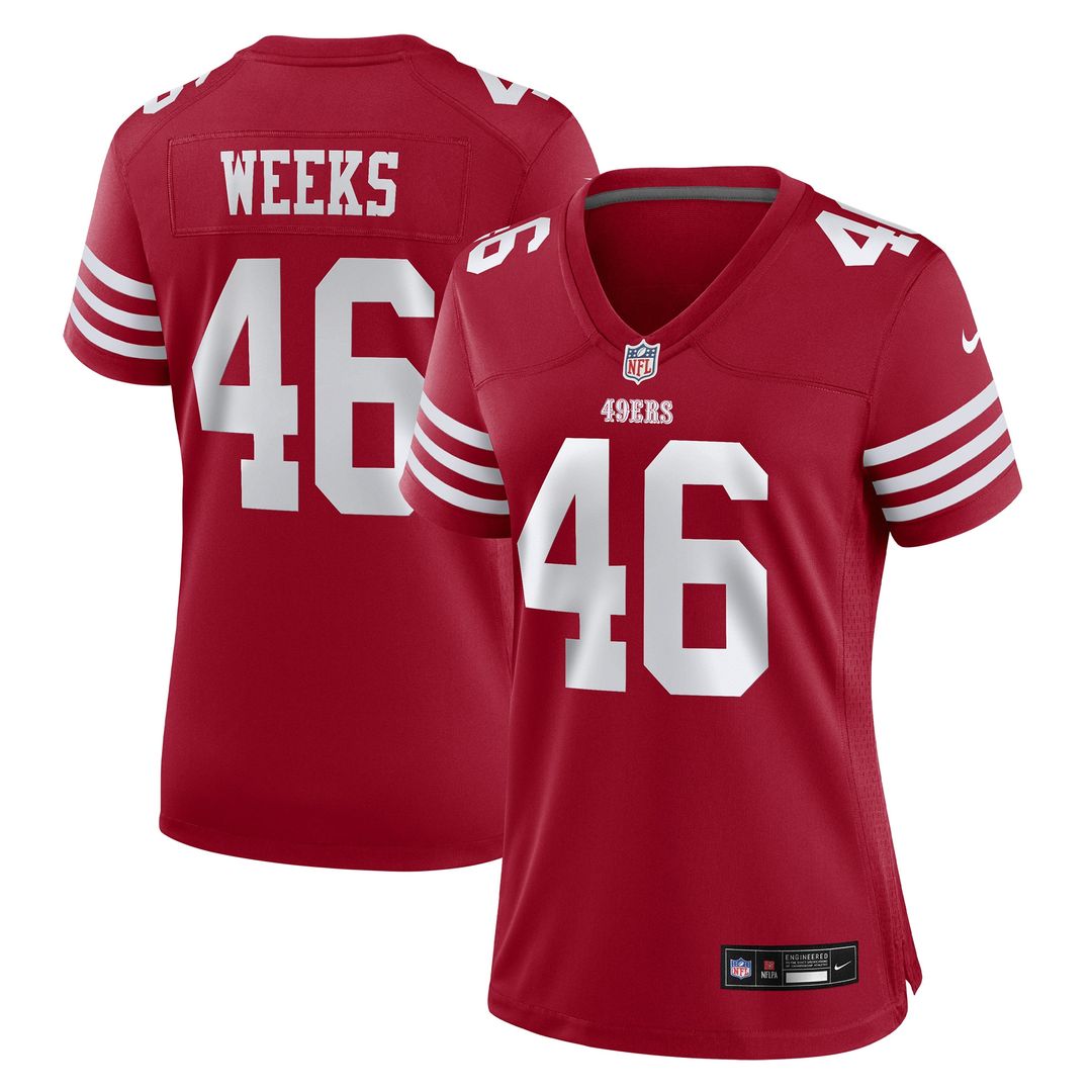 Jon Weeks San Francisco 49ers Women's Team Game Jersey - Scarlet