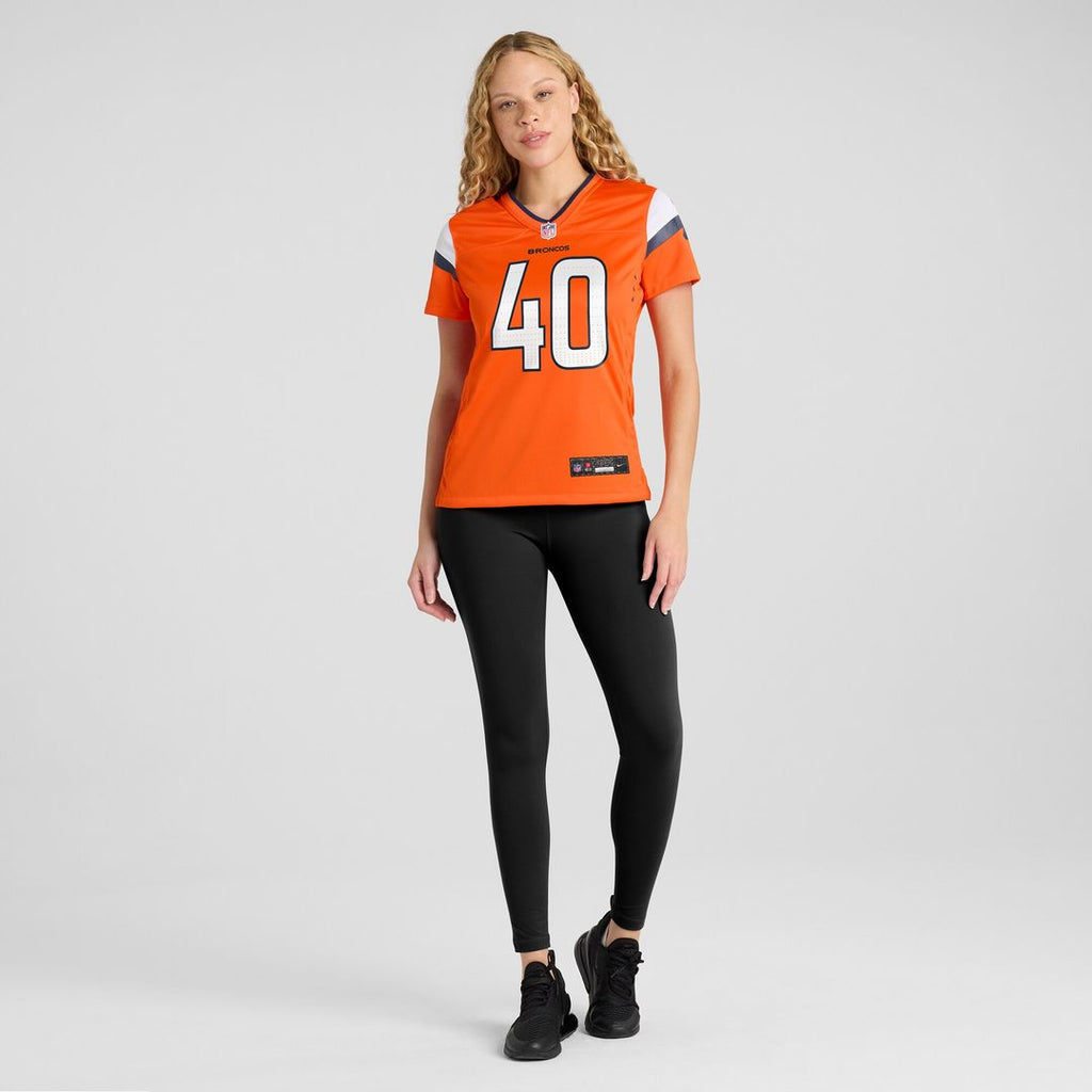 Justin Strnad Denver Broncos Women's Team Game Jersey - Orange