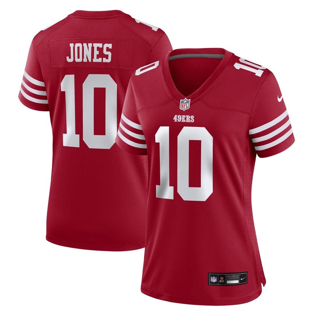Mac Jones San Francisco 49ers Women's Team Game Jersey - Scarlet