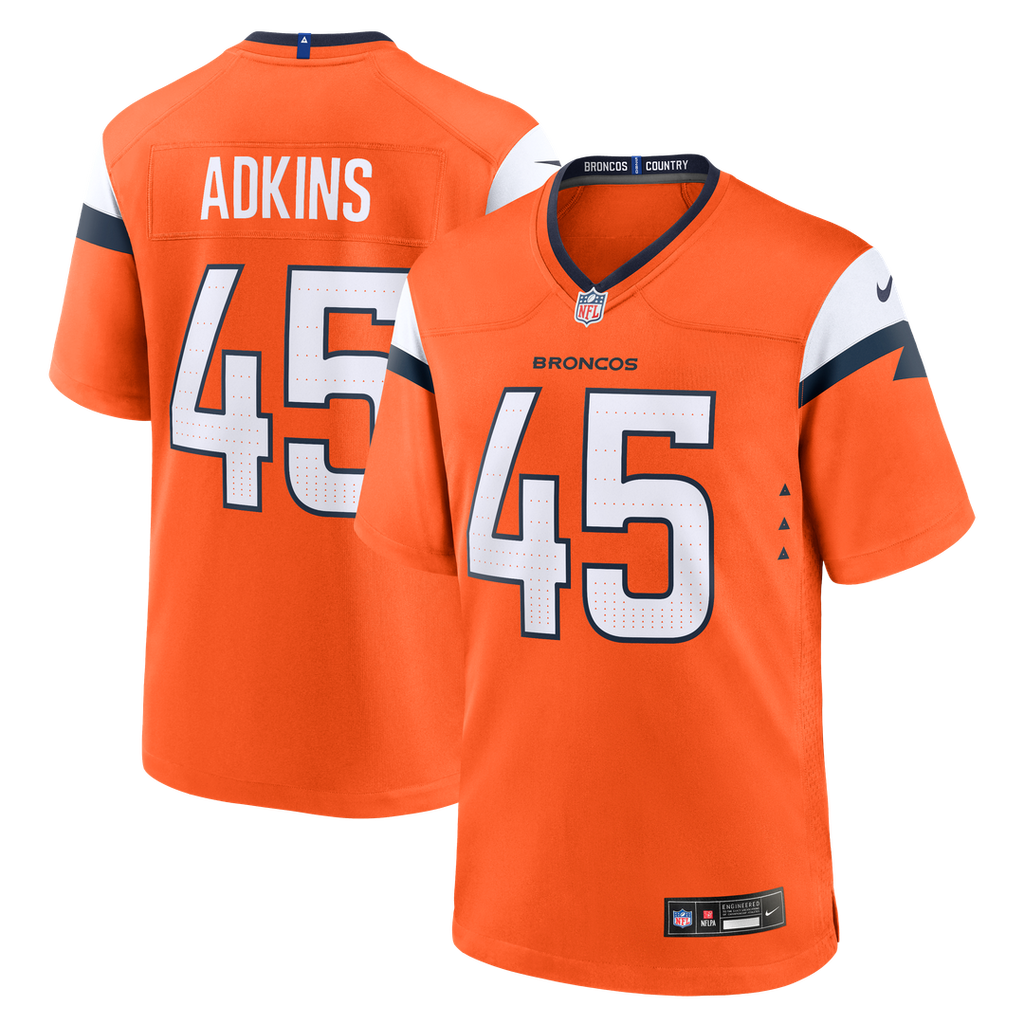 Nate Adkins Denver Broncos Team Game Jersey - Orange