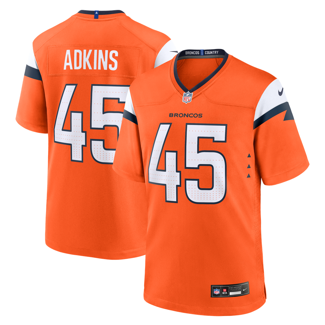 Nate Adkins Denver Broncos Team Game Jersey - Orange