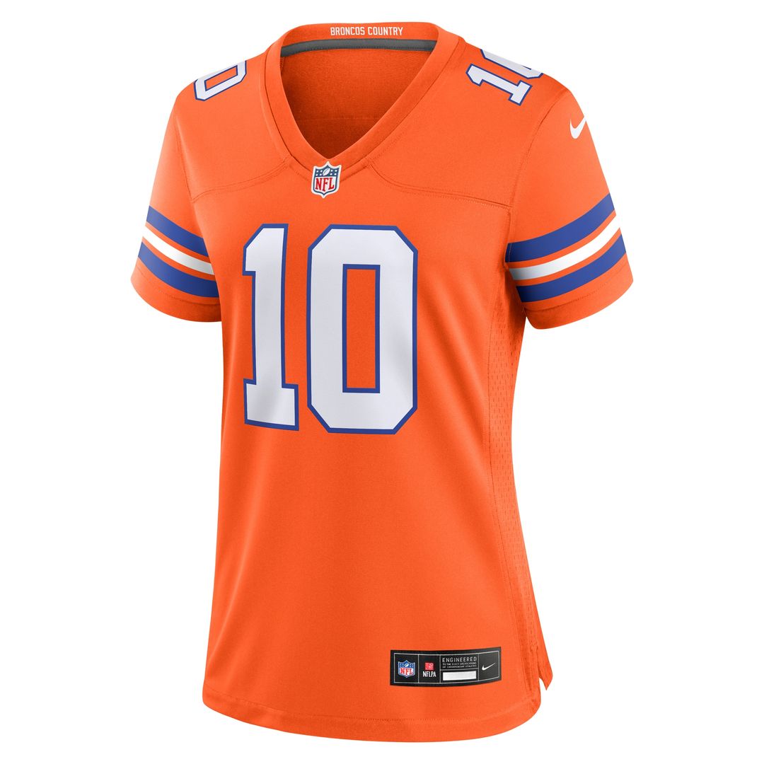 Bo Nix Denver Broncos Women's Mile High Collection 1977 Throwback Player Game Jersey - Orange