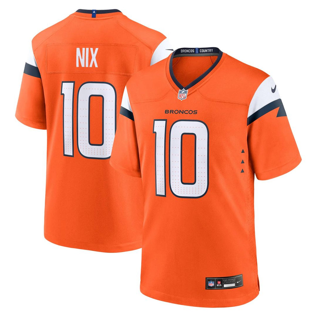 Bo Nix Denver Broncos Youth Game Jersey - Orange