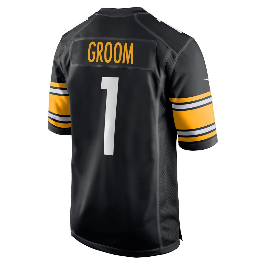 Number 1 Groom Pittsburgh Steelers Game Jersey - Black