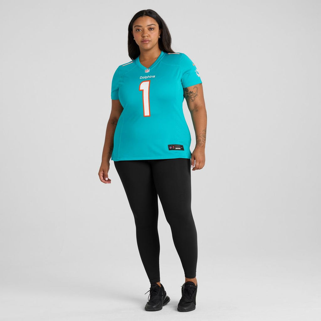 Number 1 Mom Miami Dolphins Women's Game Jersey - Aqua
