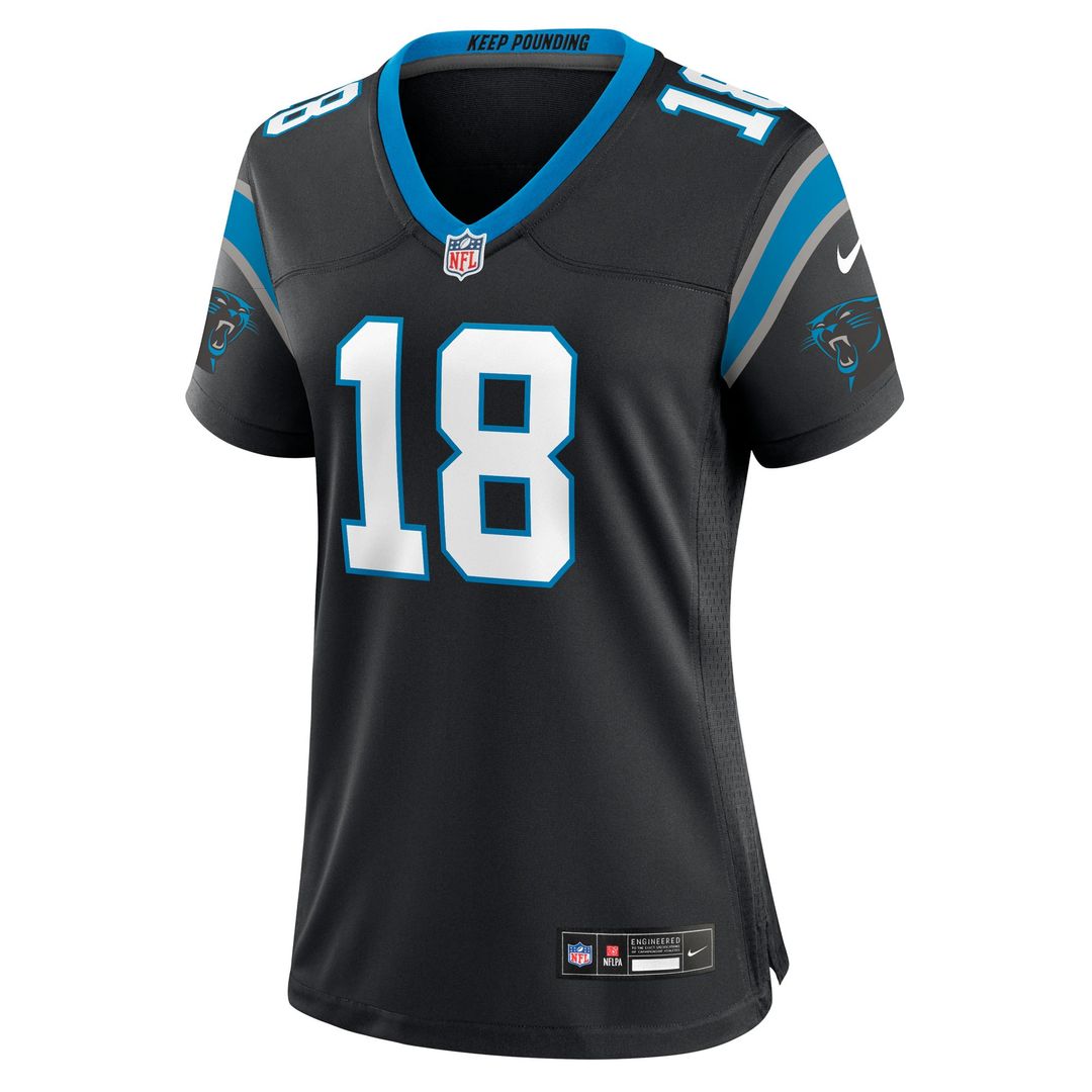 Jalen Coker Carolina Panthers Women's Team Game Jersey - Black