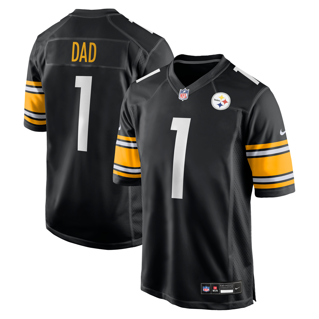 Number 1 Dad Pittsburgh Steelers Game Jersey - Black