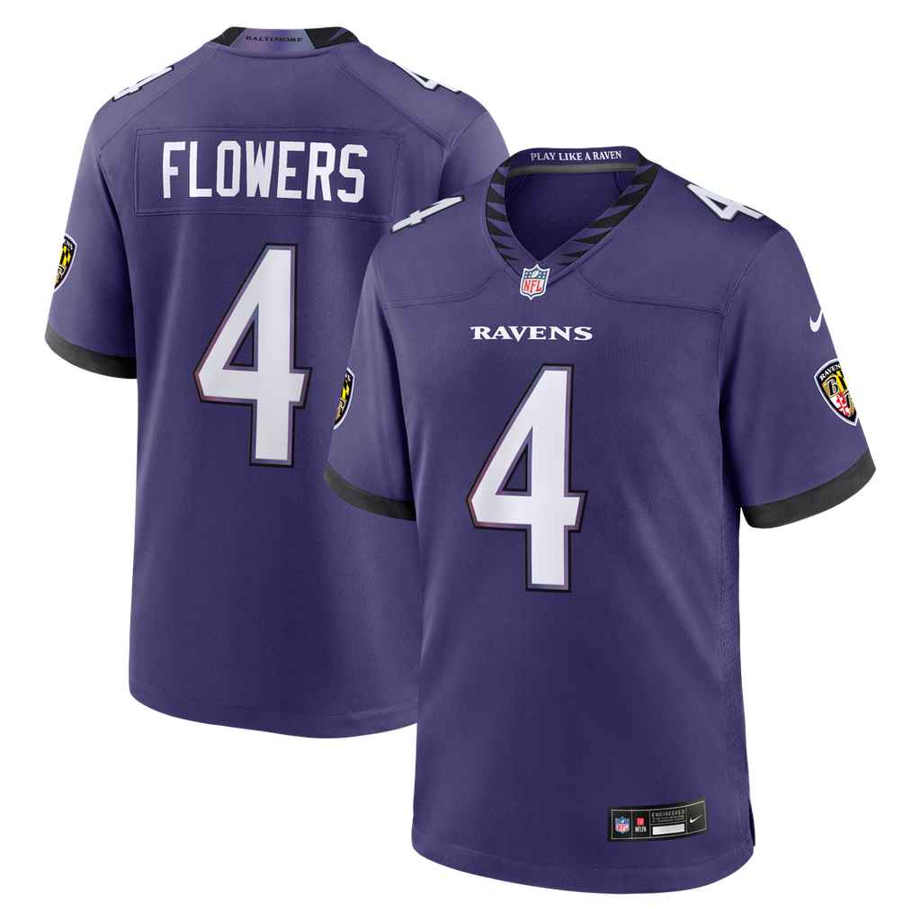 Zay Flowers Baltimore Ravens Team Game Jersey - Purple