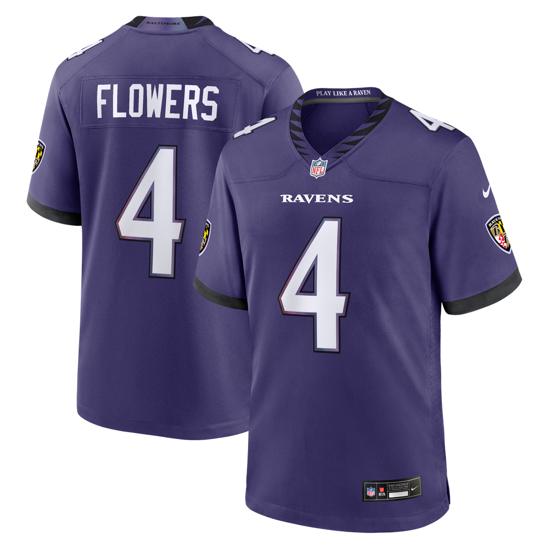 Zay Flowers Baltimore Ravens Team Game Jersey - Purple