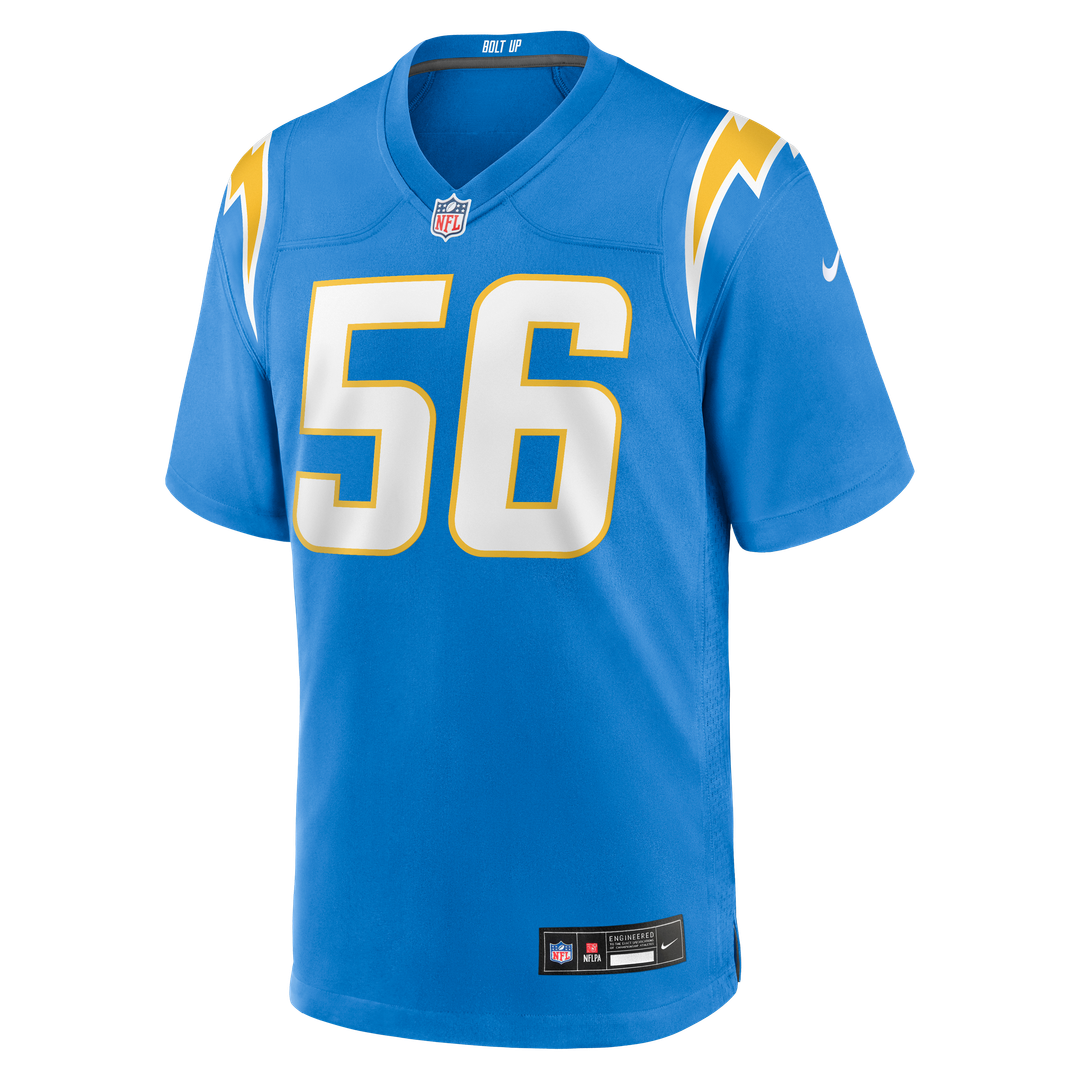 Kanai Mauga Los Angeles Chargers Team Game Jersey - Powder Blue