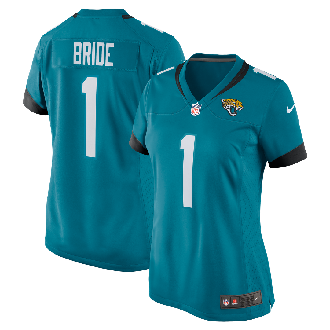 Number 1 Bride Jacksonville Jaguars Women's Game Jersey - Teal