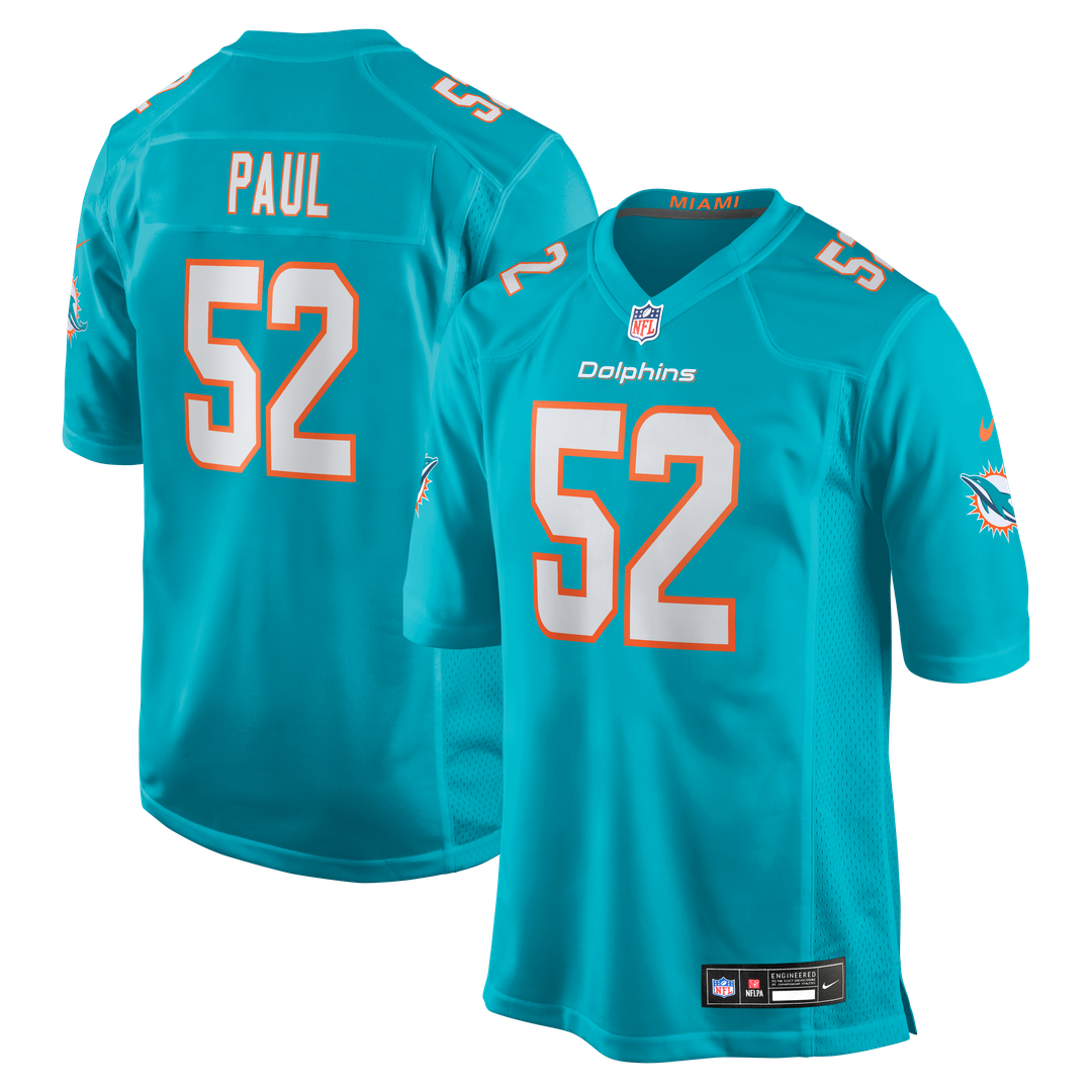 Patrick Paul Miami Dolphins Game Jersey - Aqua
