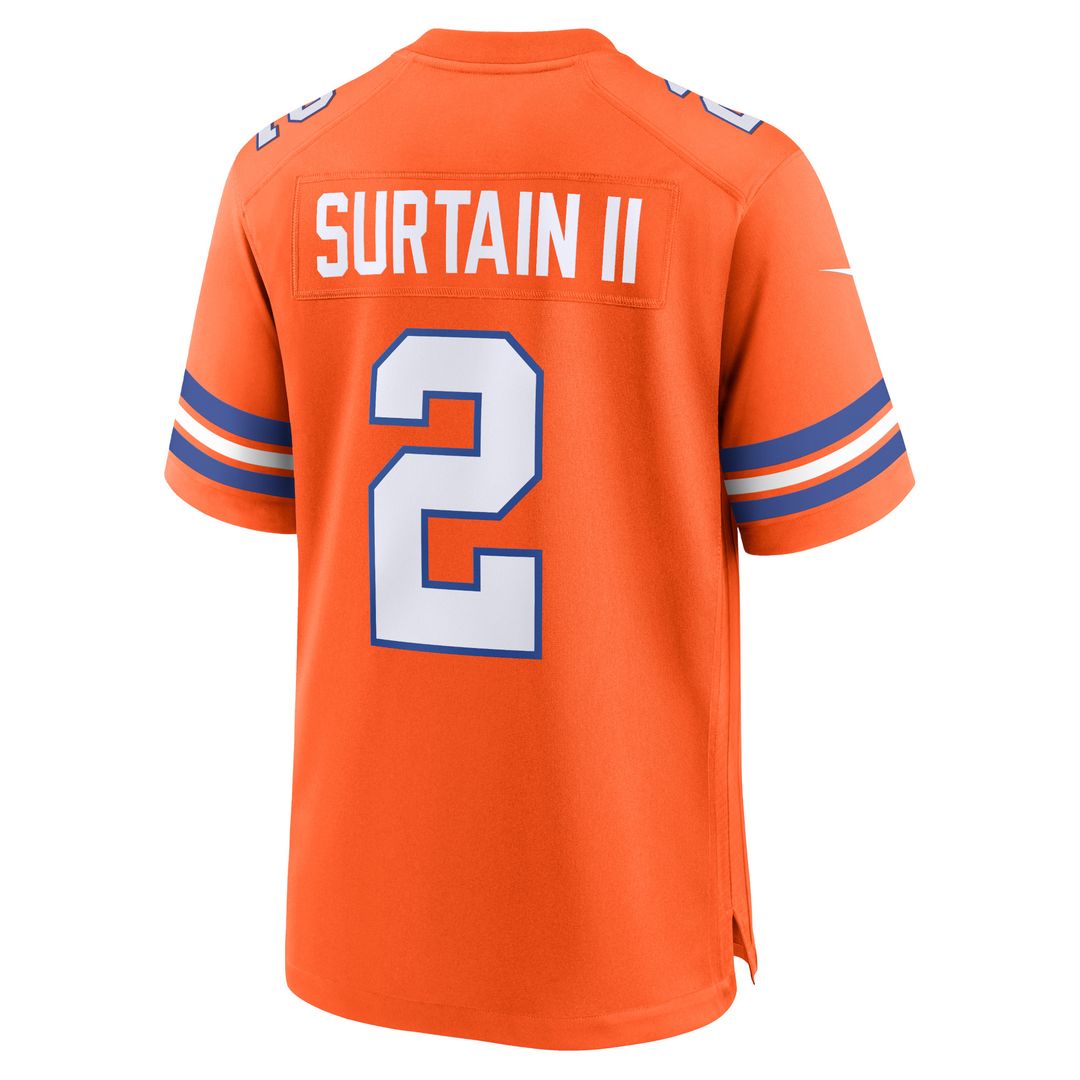 Patrick Surtain II Denver Broncos Mile High Collection 1977 Throwback Player Game Jersey - Orange